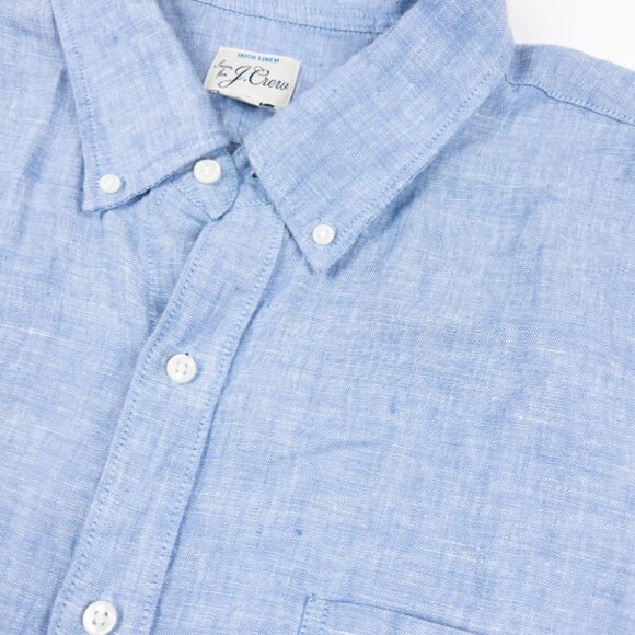 J. Crew Irish Linen Shirt Men's XL Classic Fit Baird McNutt Blue Short Sleeve - Picture 7 of 14